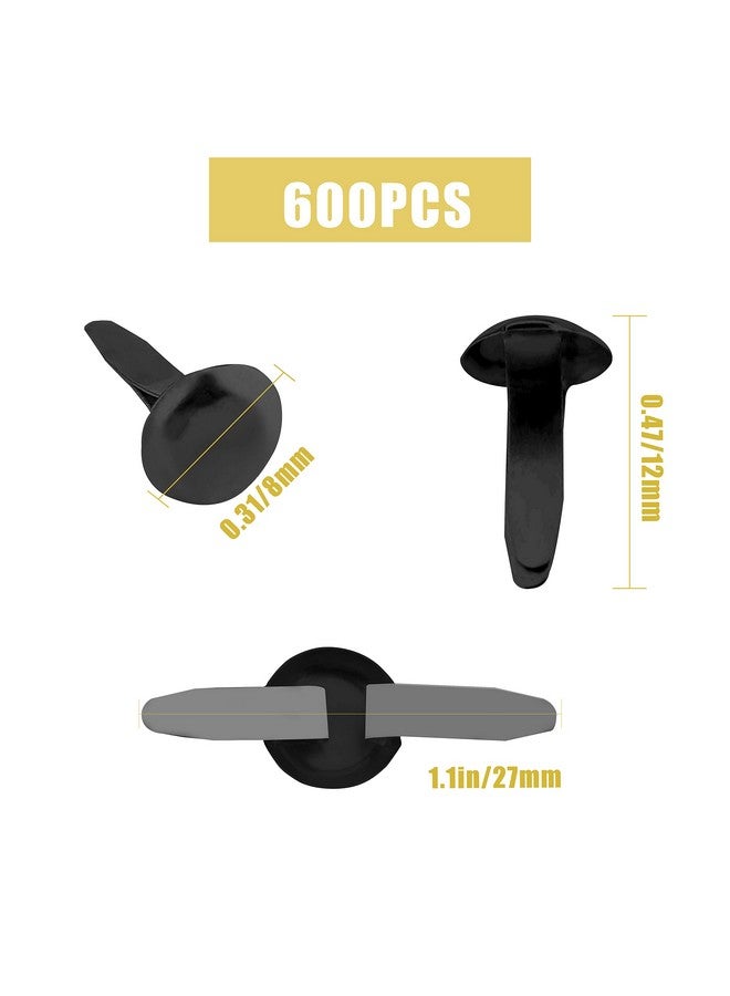 AIEX 600Pcs Metal Paper Fasteners Round Brass Fasteners Split Pins For Diy Crafts Projects Scrapbooking Office 0.47X0.3Inch (Black) - Image 2