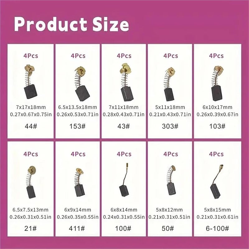 10 فرشاة كربون لمحرك كهربائي، 10 موديلات لإصلاح أدوات القوة وأجزاء المحركات - Image 3