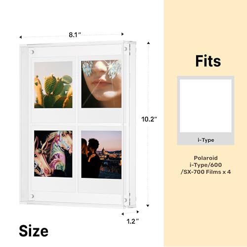 WINKINE Wall Polaroid Frame for i-Type/600/SX-70 Films, Photo Collage Frame 8" x 10.2", Tabletop Acrylic Instant-Print Picture Frames for Photos, Floating Pressed Flower Art Display - Image 2