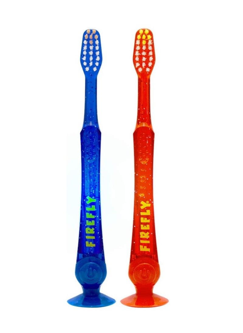 Firefly - Firefly Light-Up Timer Kids Toothbrush with Suction Cup, Soft - 2 Count (Pack of 1), Assorted - Image 1
