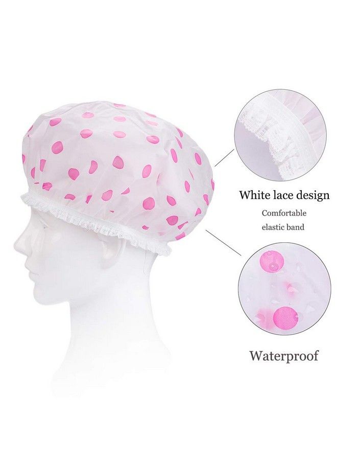 Etercycle Kantareshwer™6 Pcs Shower Caps Etercycle Reusable Elastic Waterproof Bathing Hair Cap With Lace Elastic Band For Women Beauty Hair Spa Home Hotel Travel Use - Image 3