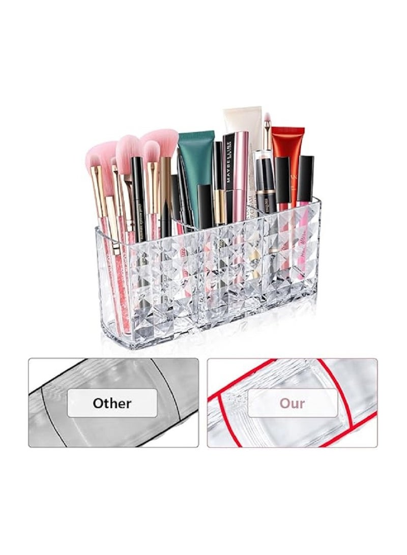 Makeup Brush Organizer - 3 Slots Made of Crystal Acrylic for Storing Cosmetics, Mascara, Eyebrow Pencil for Office, Bedroom, Bathroom - Image 5