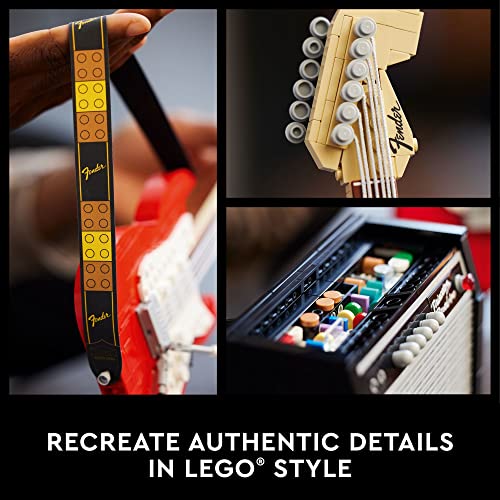 LEGO Ideas Fender Stratocaster 21329 DIY Guitar Model Building Set for Music Lovers, Complete with 65 Princeton Reverb Amplifier & Authentic Accessories, Perfect Way to Rock Gift Giving - Image 3