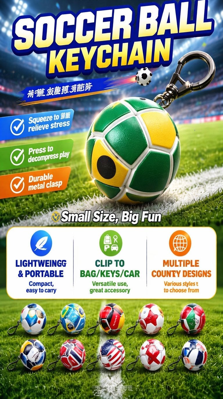 2026 World Cup Football Keychain - Stress-Relief Accessory with Multi-National Flag Designs - Image 4