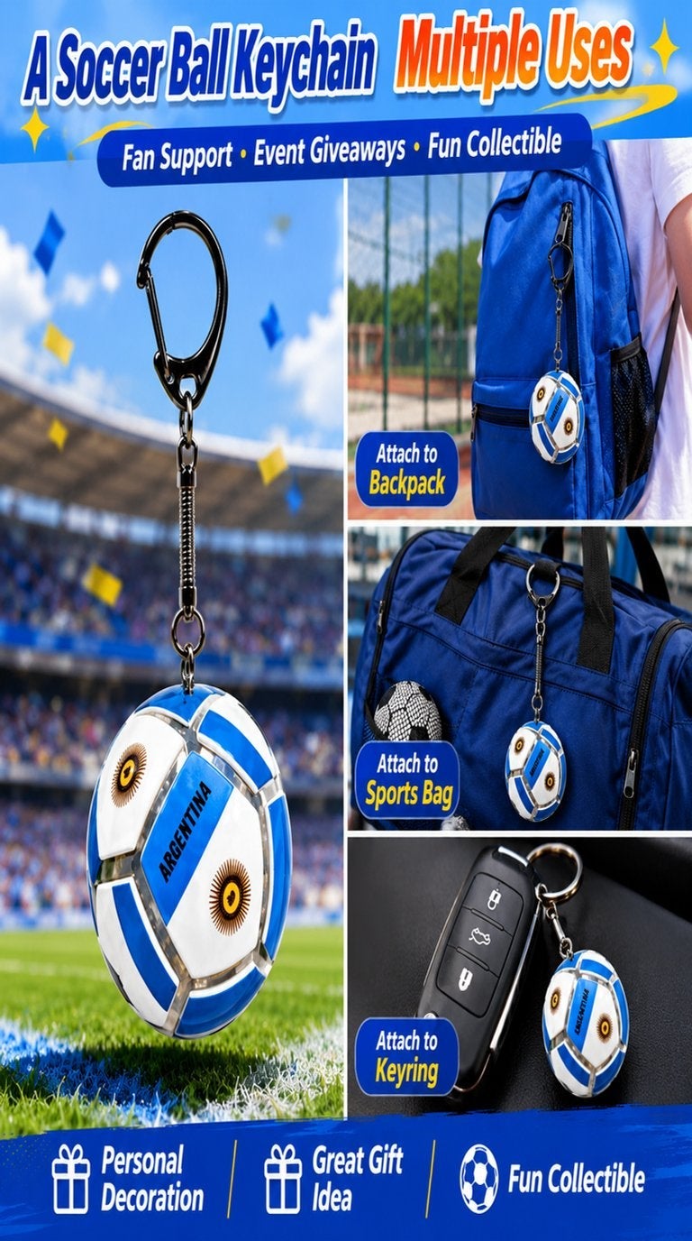 2026 World Cup Football Keychain - Stress-Relief Accessory with Multi-National Flag Designs - Image 2