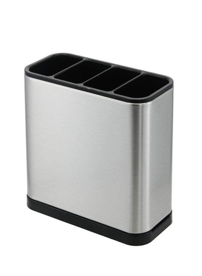2HEET Stainless Steel Cutlery Drainer with 4 Compartments, Non-Slip Base, Scratch-Resistant Utensil Holder, Drainable Cutlery Organizer Kitchen Forks, Spoons, Knives, and Cooking Tools - Image 1