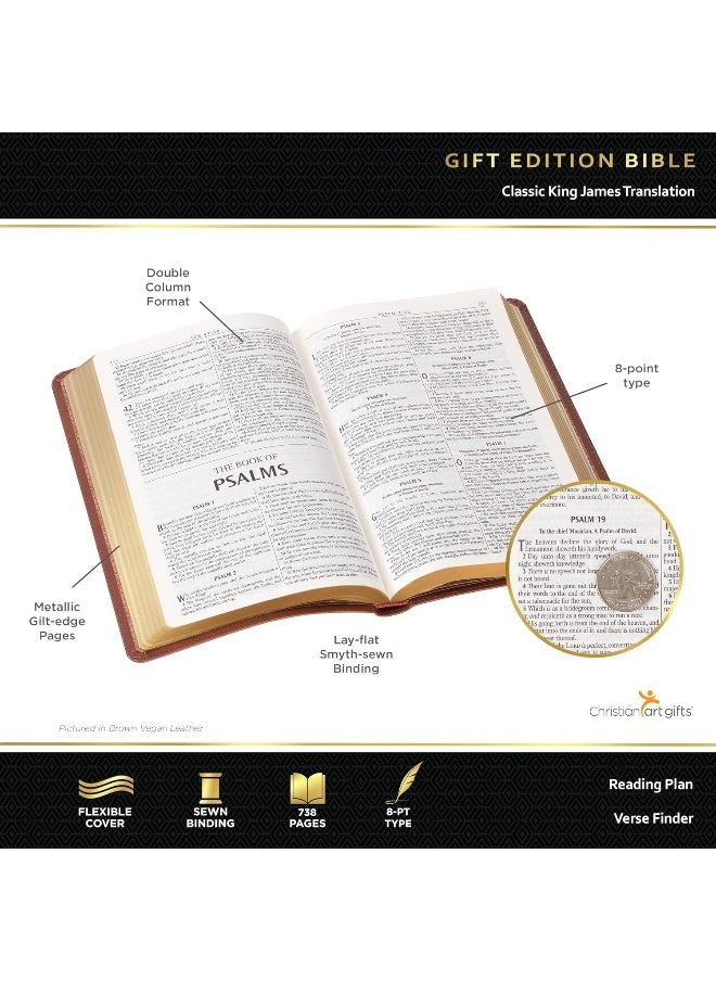 KJV Holy Bible, Gift Edition King James Version, Faux Leather Flexible Cover, Light Pink Floral  - Image 3