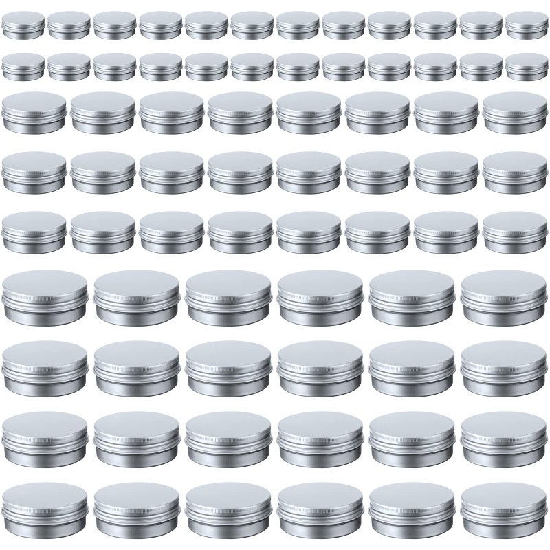 Chumia Chumia 72 Pieces Metal Round Tins Portable Aluminum Cans Containers Small Candle Empty Tin Containers with Screw Lids Metal Containers for Salve Cream Spices Candles 3 Sizes