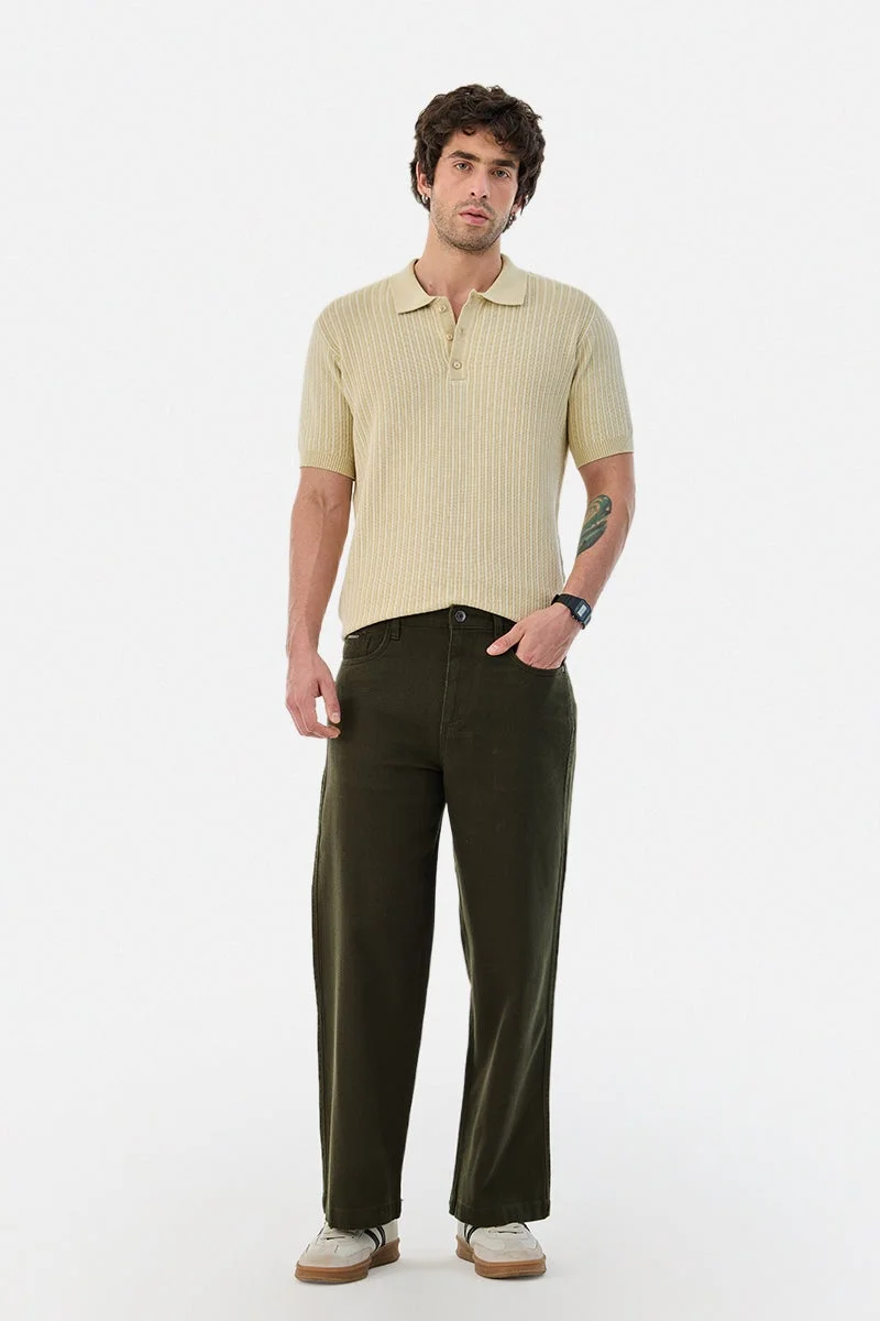 سنيتش Beige Textured Half Sleeve Regular Fit T-Shirt