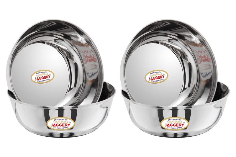 JAGGERY Stainless Steel Katora Set,Big Bowl Rust Proof,Useful as Mixing Bowl or Serving Donga (Pack of 4, 1000 ml) - Image 1