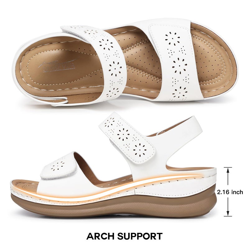 SHIBEVER White Flat Sandals for Woman: Comfortable Dressy Flats Sandals Women 2026 Open Toe Ankle Strap Walking Shoes Summer Casual - Image 5