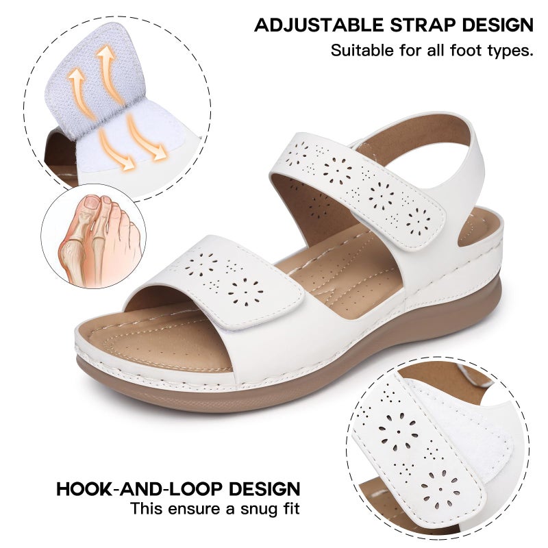 SHIBEVER White Flat Sandals for Woman: Comfortable Dressy Flats Sandals Women 2026 Open Toe Ankle Strap Walking Shoes Summer Casual - Image 4