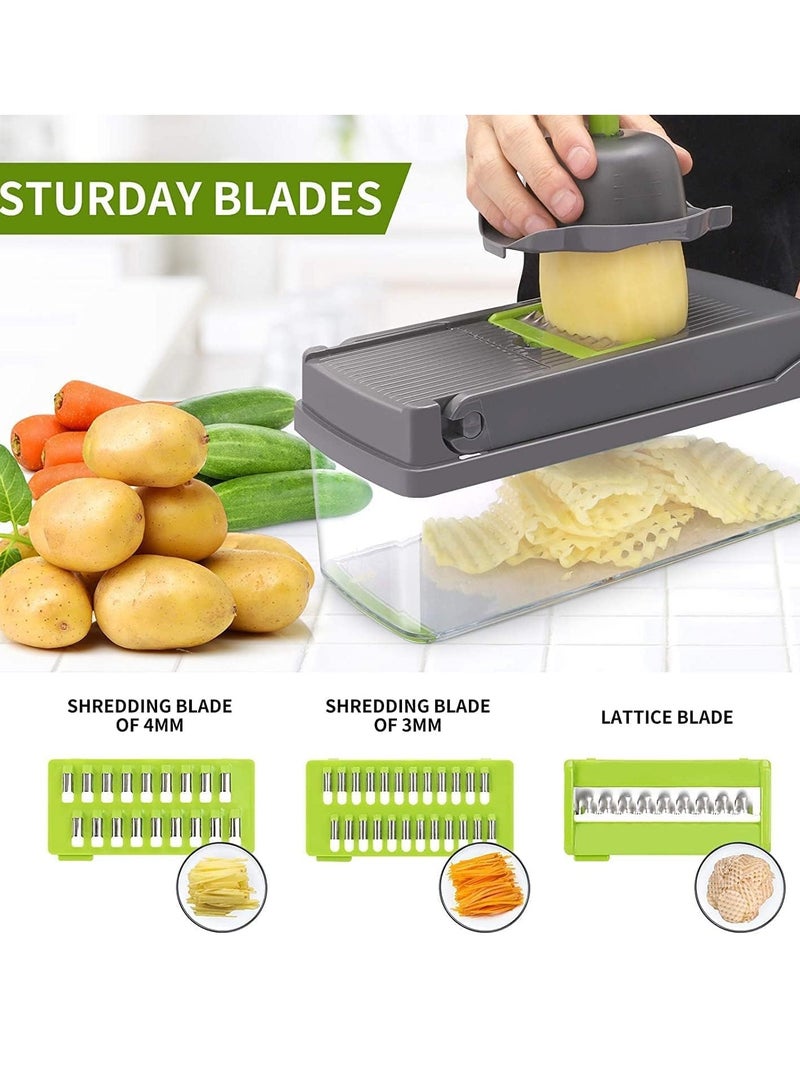 ELTRAZONE NEW Vegetable Chopper – Multifunctional 13-in-1 Food Chopper, Onion Chopper, Vegetable Slicer, Dicer, Cutter, 8 Blades, Colander Basket & Container for Salad, Potato, Carrot, Veggie Prep - Image 5