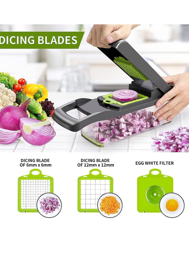 ELTRAZONE NEW Vegetable Chopper – Multifunctional 13-in-1 Food Chopper, Onion Chopper, Vegetable Slicer, Dicer, Cutter, 8 Blades, Colander Basket & Container for Salad, Potato, Carrot, Veggie Prep - Image 3