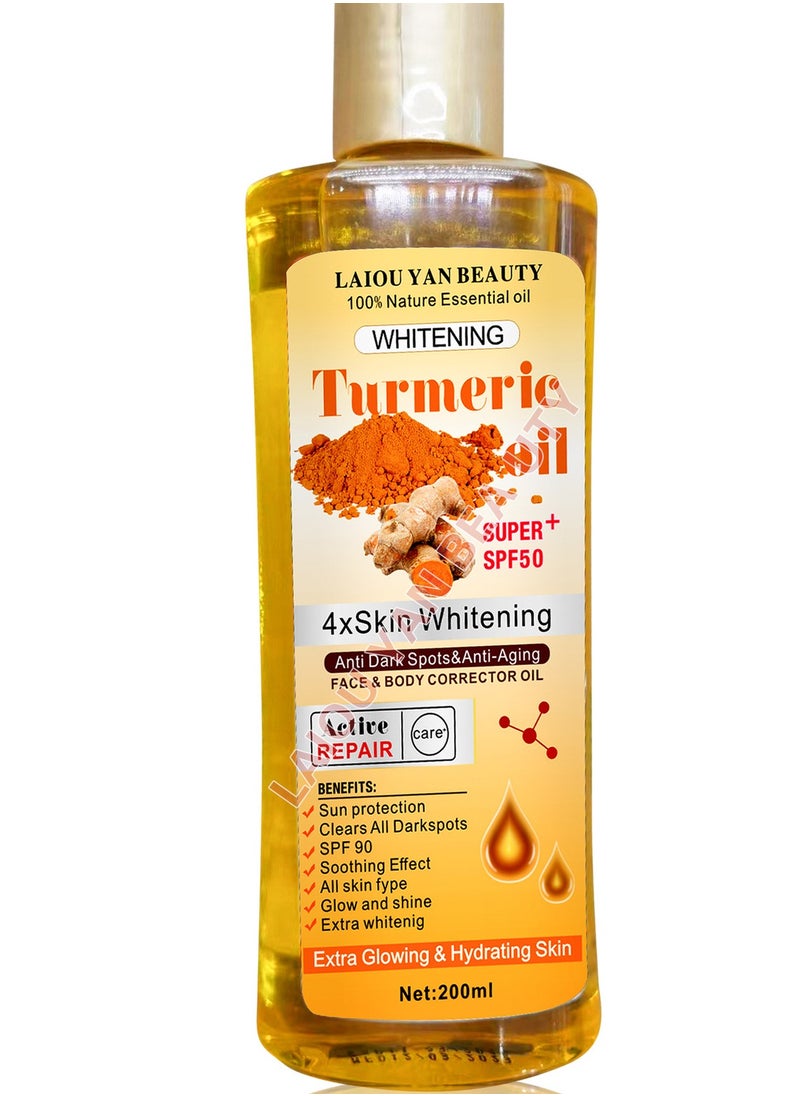 Whitening Labs skin whitening 100% nature essential oil whitening turmeric oil super+ spf 50  200ml  - Image 1