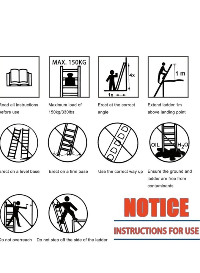 Telescopic Ladder 2.9M/9.5FT Multi-Purpose Aluminium Extendable ladders Adjustable Height Loft Ladder Portable Sturdy Folding Ladder for Replace Window Roof Repair - Image 3