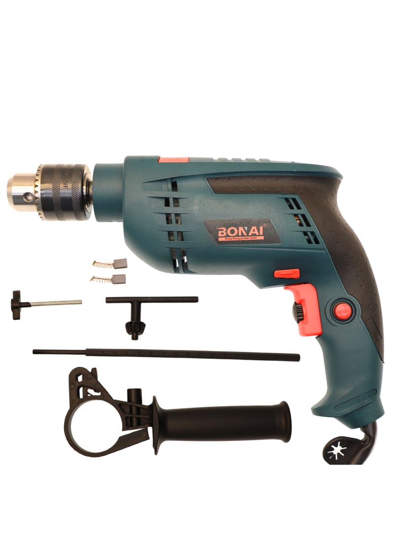 بوناي دريل طرق 750 واط، رأس تثبيت 13 ملم، دريل كهربائي بسرعة متغيرة، حتى 3000 دورة/دقيقة، وضع مزدوج للحفر في الخرسانة والخشب والمعادن، أداة كهربائية سلكية 220 فولت – الموديل BN-HK85 - Image 1