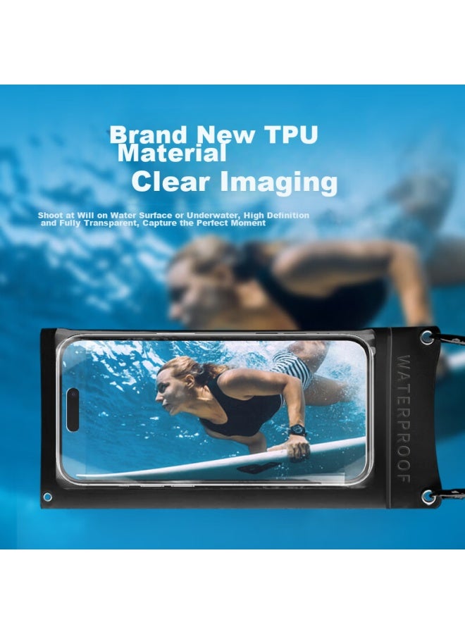 Langling Waterproof Phone Case, Outdoor Swimming Hot Spring Diving Bag, Food Delivery Courier Rider Special, Touchscreen Compatible, Dust-proof Cover, Large Phone Sealing Bag, Neck Strap, Side Double-layer Sealing, Gold - Image 5