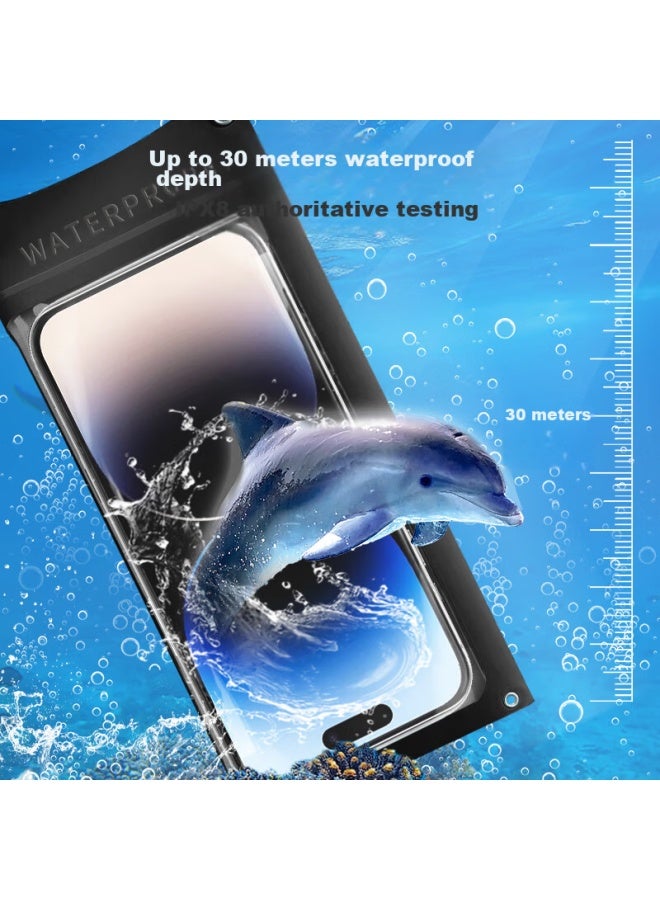 Langling Waterproof Phone Case, Outdoor Swimming Hot Spring Diving Bag, Food Delivery Courier Rider Special, Touchscreen Compatible, Dust-proof Cover, Large Phone Sealing Bag, Neck Strap, Side Double-layer Sealing, Gold - Image 4