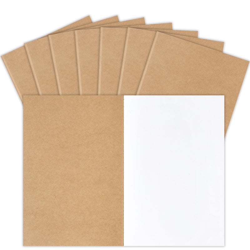 LABUK 8 Pack Blank Kraft Notebooks Journals Notebook Sketch Drawing Pad Book Bulk for Kids Junk Journal, A5, 60 Pages, 8.3 x 5.5 inches - Image 1