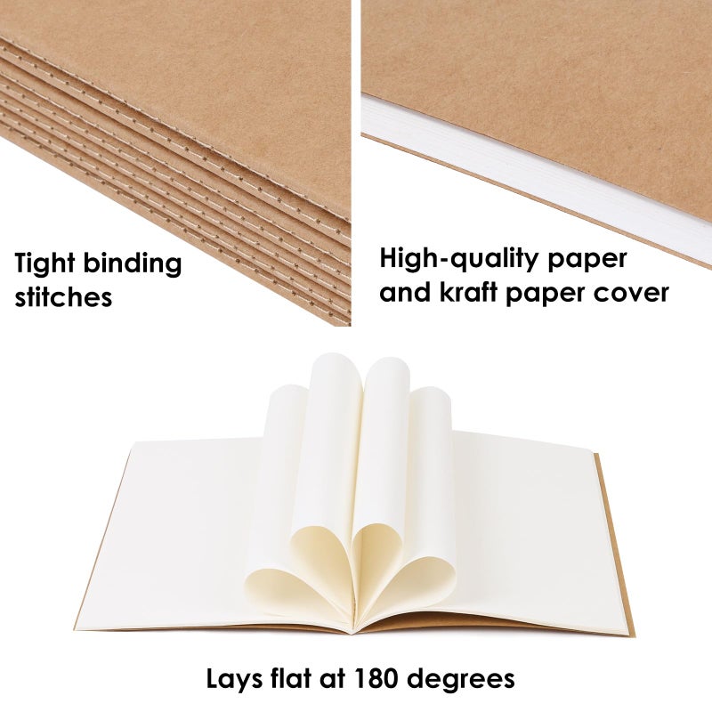 LABUK 8 Pack Blank Kraft Notebooks Journals Notebook Sketch Drawing Pad Book Bulk for Kids Junk Journal, A5, 60 Pages, 8.3 x 5.5 inches - Image 3