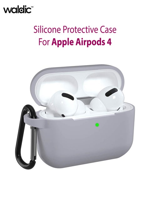 Apple AirPods 4 Soft Silicone Case | Compatible with Apple AirPods 4 (Front LED Visible) | Shockproof Full-Body Protective Case Cover for Apple AirPods 4 with Keychain (Airpods Not Included) - Grey