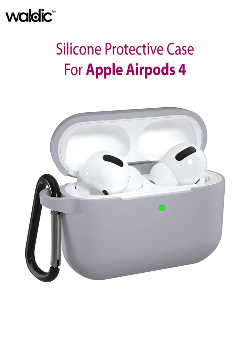 Apple AirPods 4 Soft Silicone Case | Compatible with Apple AirPods 4 (Front LED Visible) | Shockproof Full-Body Protective Case Cover for Apple AirPods 4 with Keychain (Airpods Not Included) - Grey