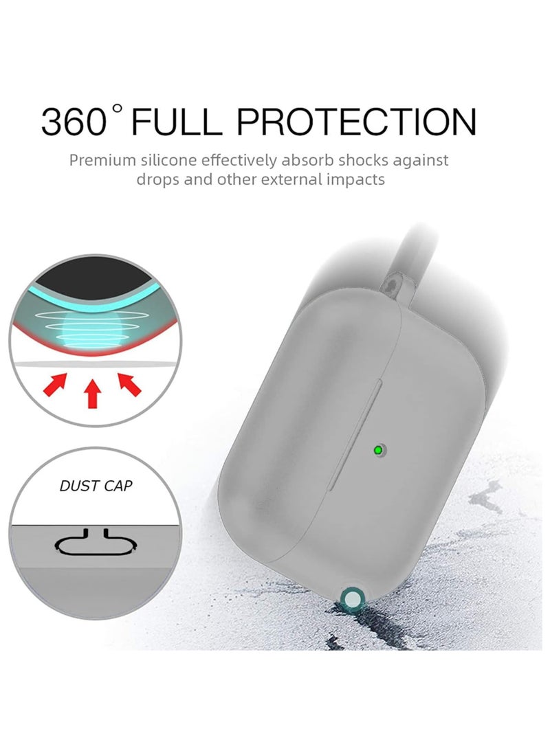 Apple AirPods 4 Soft Silicone Case | Compatible with Apple AirPods 4 (Front LED Visible) | Shockproof Full-Body Protective Case Cover for Apple AirPods 4 with Keychain (Airpods Not Included) - Grey