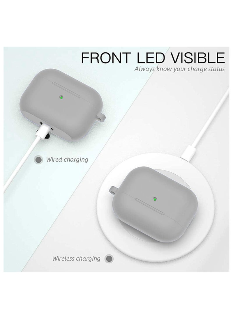 Apple AirPods 4 Soft Silicone Case | Compatible with Apple AirPods 4 (Front LED Visible) | Shockproof Full-Body Protective Case Cover for Apple AirPods 4 with Keychain (Airpods Not Included) - Grey