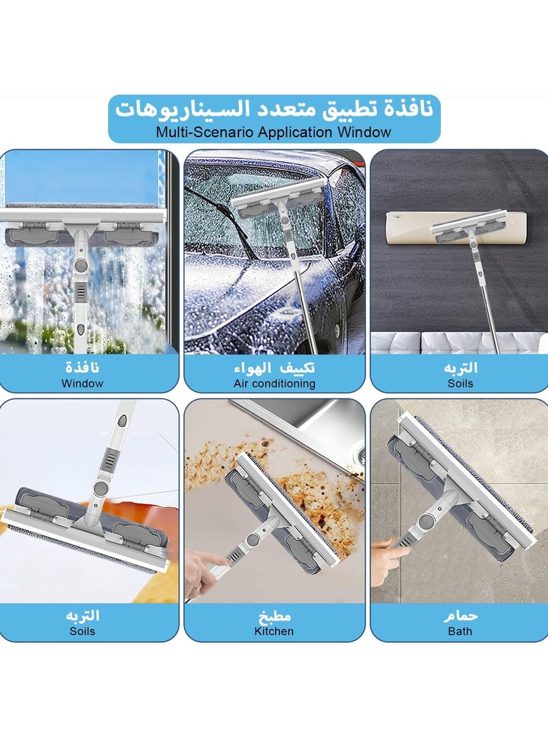 sokany Window Cleaner Squeegee Cleaning Tool, 106-148cm Scrubber, Squeegee Long Handle Window Cleaning Kit 2-in-1 with Microfiber and Extension Pole Bendable Head for High Window Car Shower Wall Mirror - Image 5