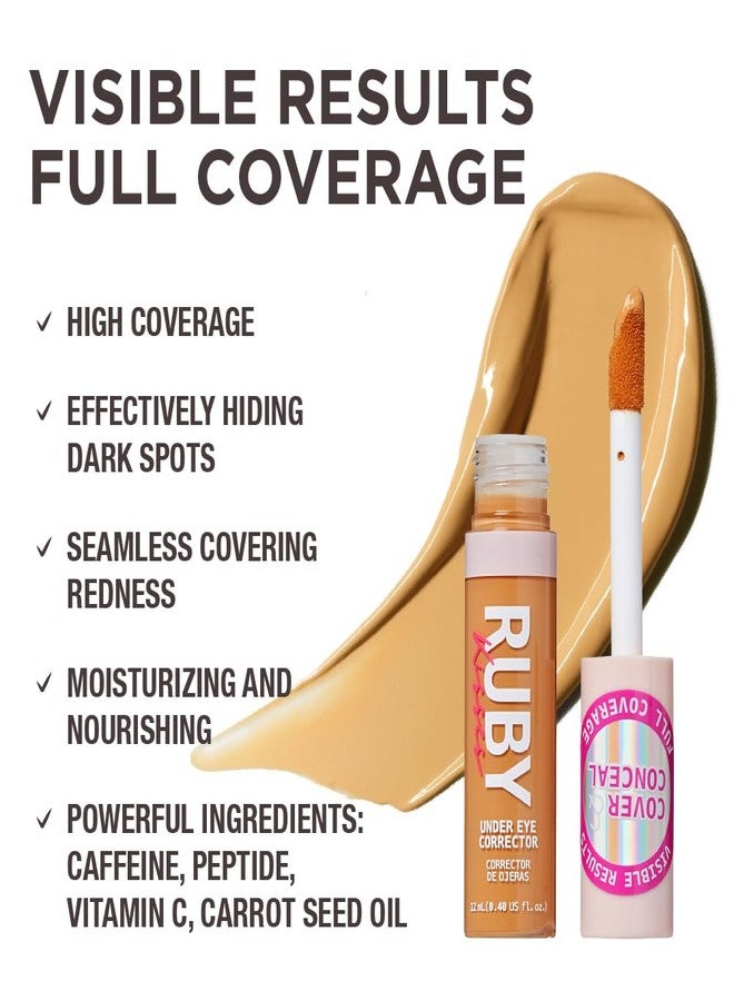 Ruby Kisses Under Eye Concealer, Full Coverage Makeup for Dark Circles, Redness, Hyperpigmentation, Blemishes, Moisturizing Satin Finish Formula with Caffeine & Peptides (315 Golden, 0.40 Fl Oz) - Image 2