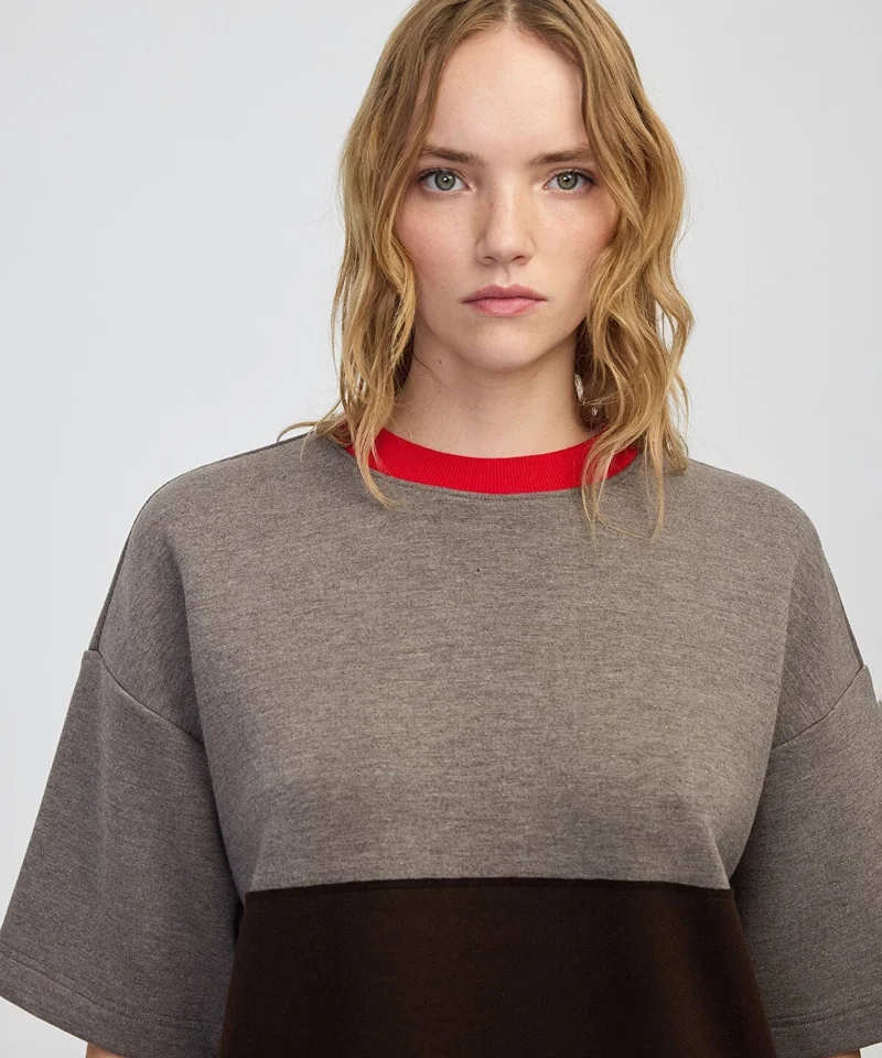 ابيكول Contrast Collar Color-Block Sweatshirt