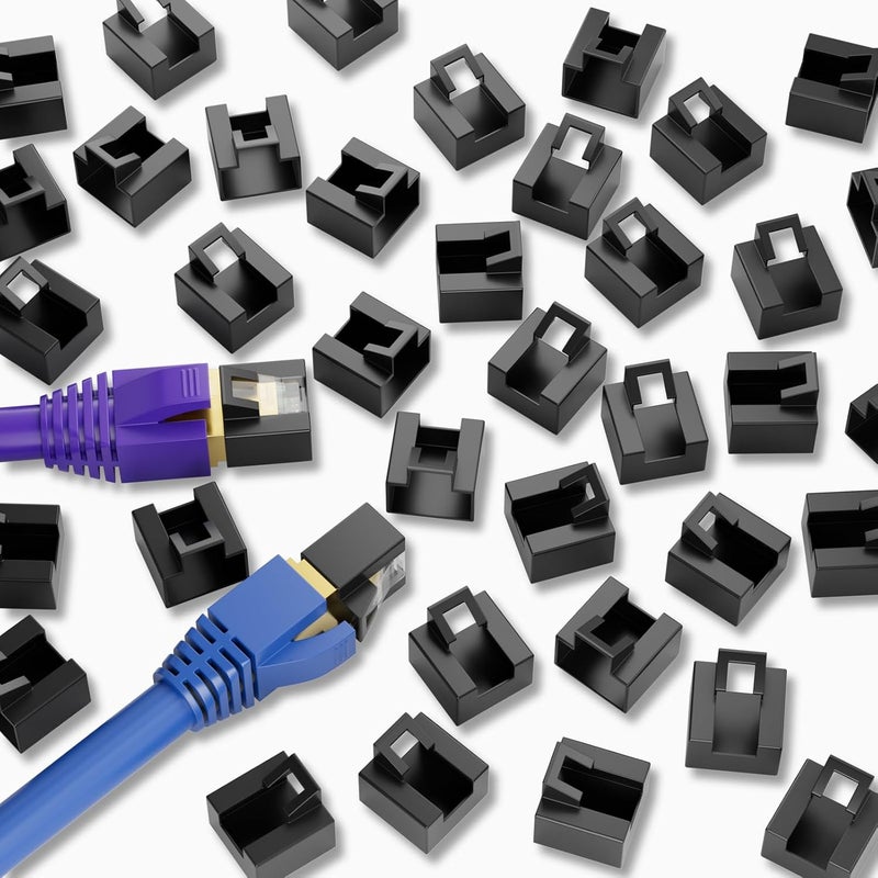 زيراكس حماية مقبس إيثرنت (100 قطعة) - أغطية غبار لكابل RJ45 لموصلات Cat5e/Cat6/Cat7/Cat8 - Image 1