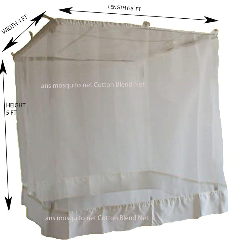 Ans Supernet Soft Durable Mosquito Net – White, 8-Inch Cotton Border, Heat-Free Comfort, Ideal for All Seasons (White, 4 x 6.5 ft Single Bed Medium Size) - Image 4