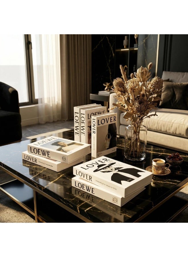 LOEWE 5 Pcs Decorative Faux Books for Home Decor – Modern Fake Books for Coffee Table, Bookshelf & Bedroom, Stacked Book Set for Aesthetic Decor - Image 2