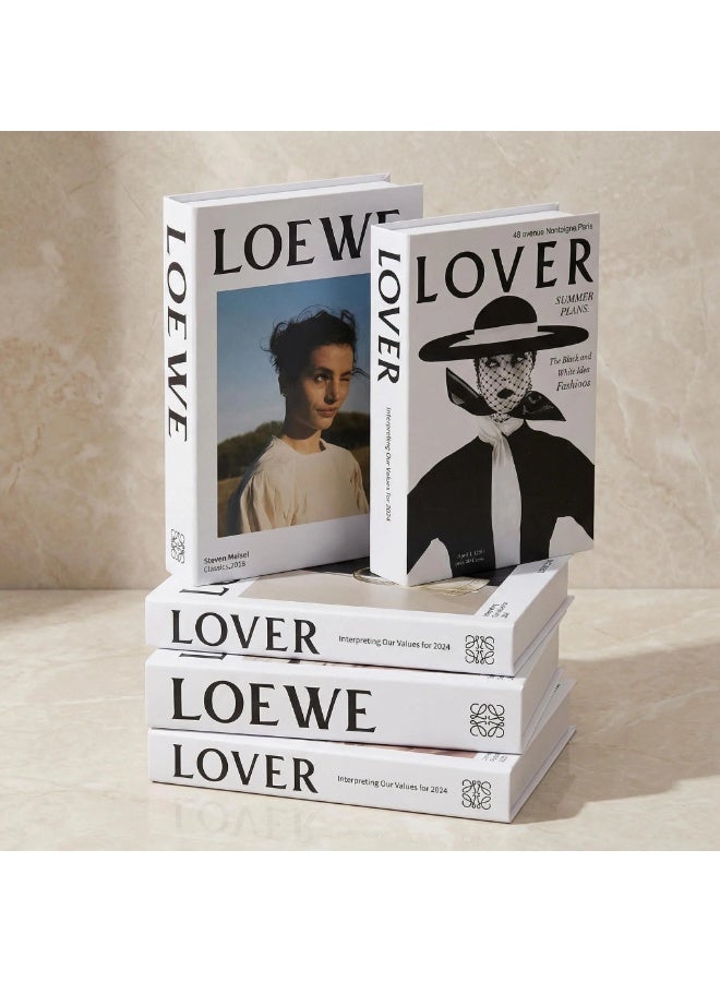 LOEWE 5 Pcs Decorative Faux Books for Home Decor – Modern Fake Books for Coffee Table, Bookshelf & Bedroom, Stacked Book Set for Aesthetic Decor - Image 1