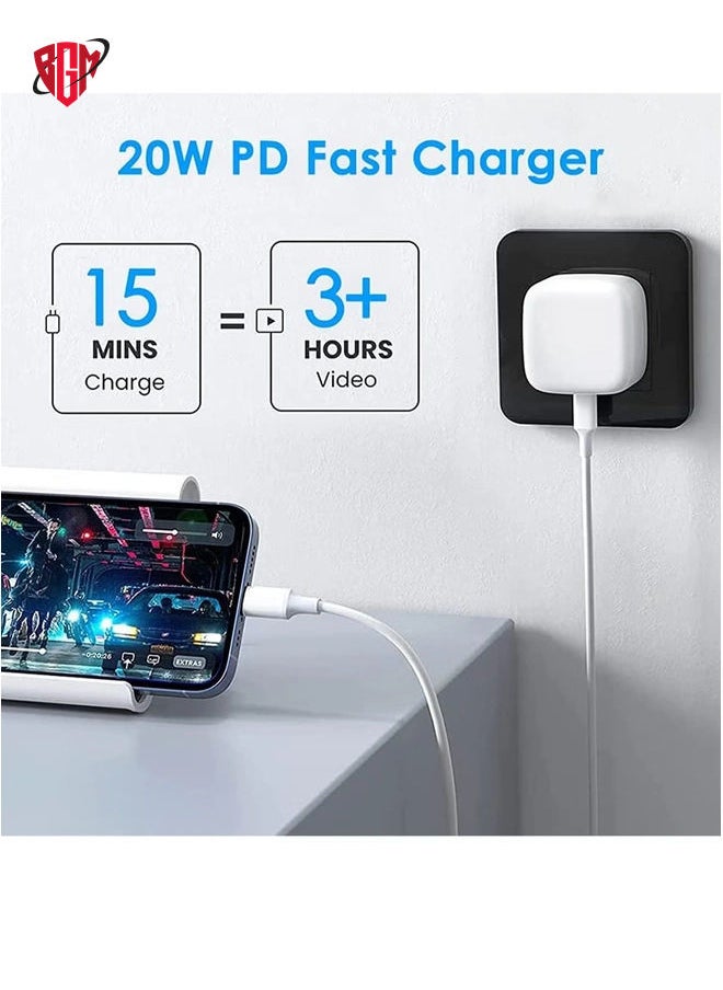 BGM - 20W PD Type C Power Block Wall Charger Plug Adapter with 1M USB-C to Lightning Cable Compatible with iPhone 14/13/11/X/XS/iPad - Image 1