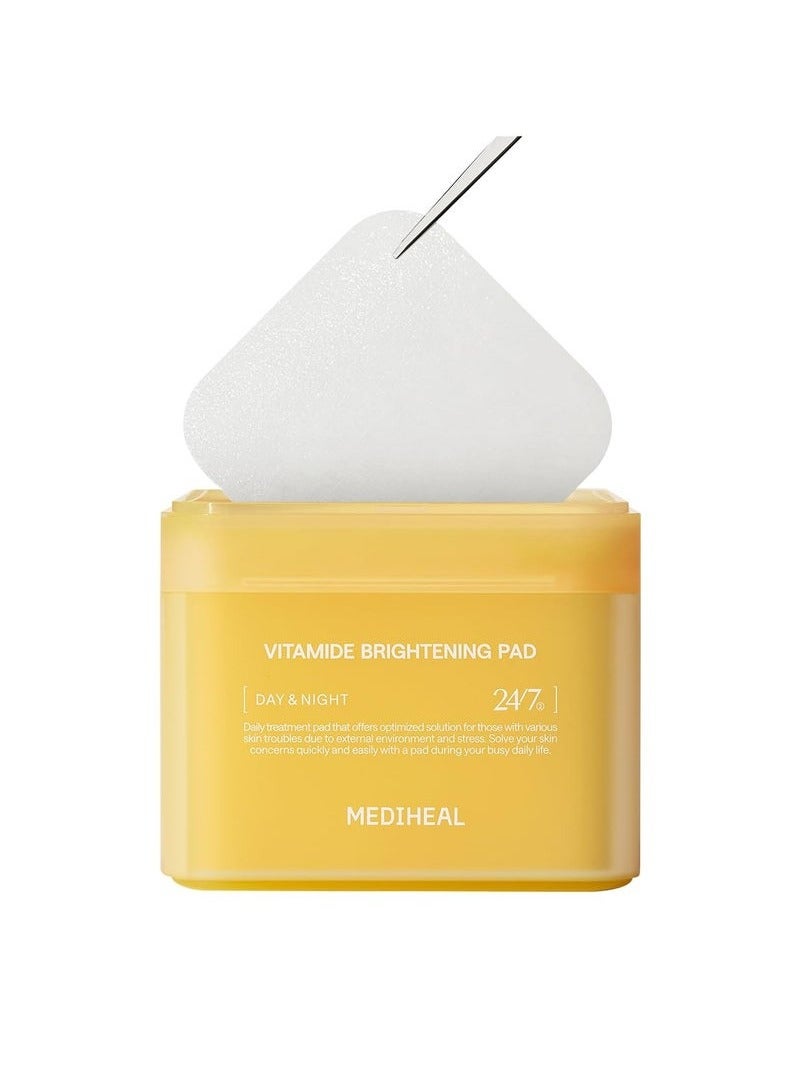 MEDIHEAL Vitamide Brightening Pad - Vegan Face Hypoallergenic Pads with Niacinamide, Sea Buckthorn - Radiance Boosting Pads for Clear, Illuminating Skin 100 Pads - Image 1