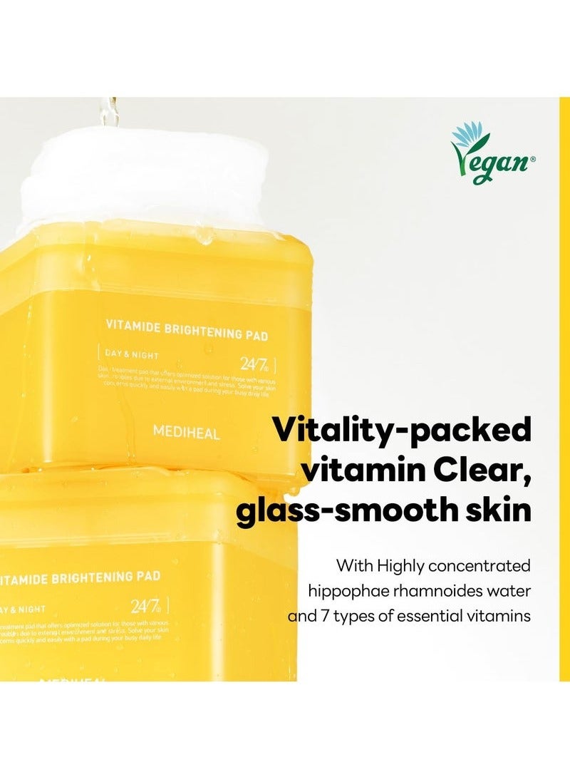MEDIHEAL Vitamide Brightening Pad - Vegan Face Hypoallergenic Pads with Niacinamide, Sea Buckthorn - Radiance Boosting Pads for Clear, Illuminating Skin 100 Pads - Image 2