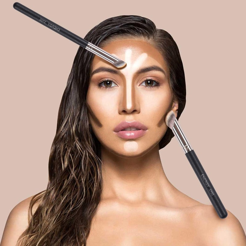 Energy Foundation Brushes Set - Angled Brush & Mini Concealer Brush Premium Synthetic Eye Makeup Bushes for Blending Liquid Foundation Cream Powder Cosmetics 270S/370S - Image 5