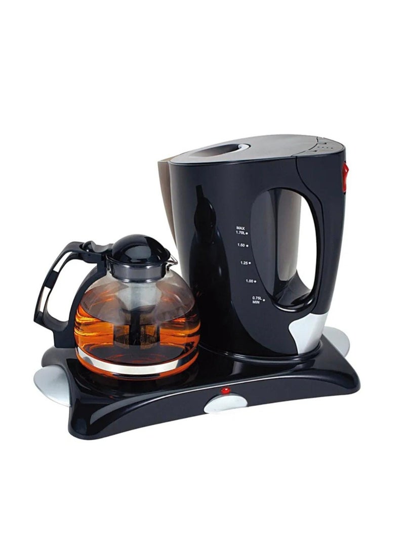 JEC Electric Tea Maker Kettle Set with Tray & Brewing Pot – 1.7L Cordless Stainless Steel Kettle + 0.85L Teapot Fast Boil, Keep Warm, Auto Shut-Off, Tea & Coffee Maker Combo - Image 1