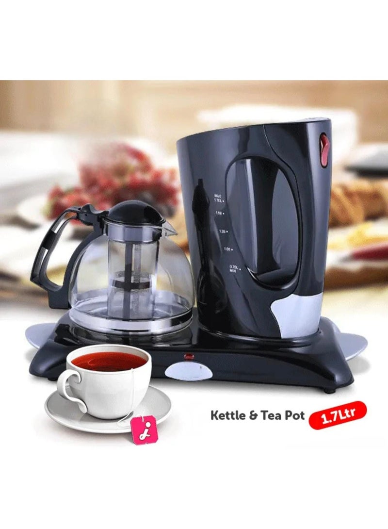 JEC Electric Tea Maker Kettle Set with Tray & Brewing Pot – 1.7L Cordless Stainless Steel Kettle + 0.85L Teapot Fast Boil, Keep Warm, Auto Shut-Off, Tea & Coffee Maker Combo - Image 3