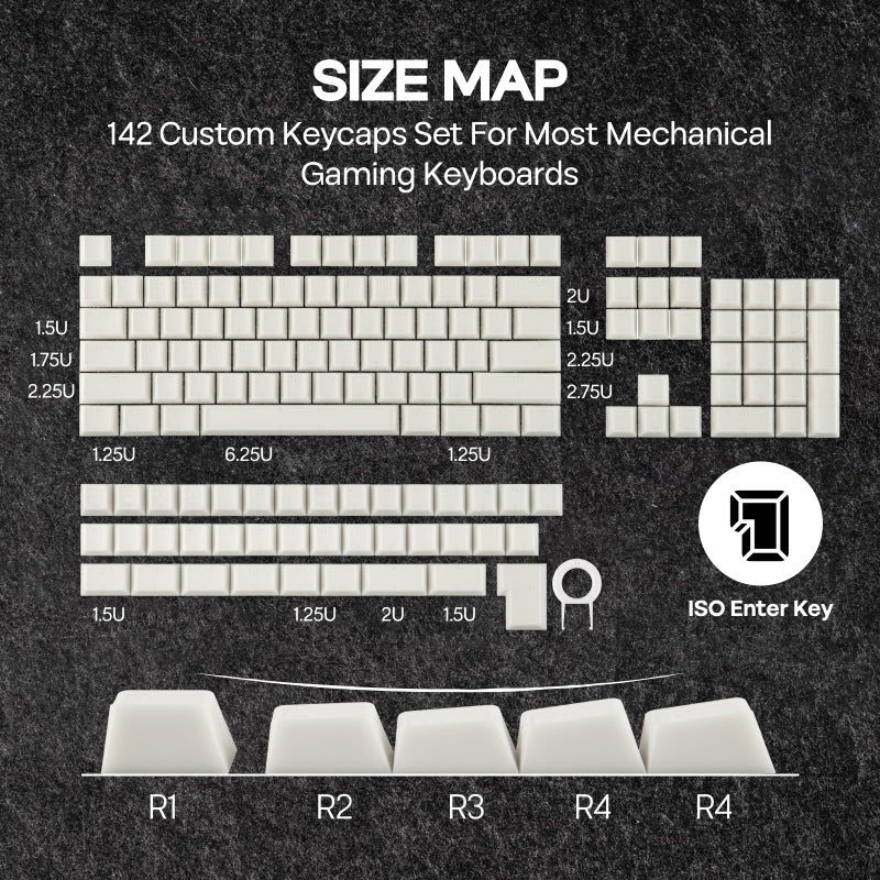 EPOMAKER Creamy Jade PBT Keycaps, 142 Keys, Double Shot, Cherry Profile, 60%/75%/96%/Full Size, Custom Keyboard Keycaps Set for Mechanical Gaming Keyboard (White) - Image 5