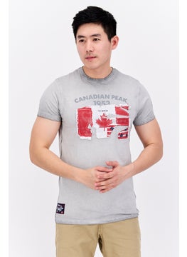 Canadian Peak Men Crew Neck Short Sleeves Graphic Print T-Shirt, Blended Grey Combo  - Image 1