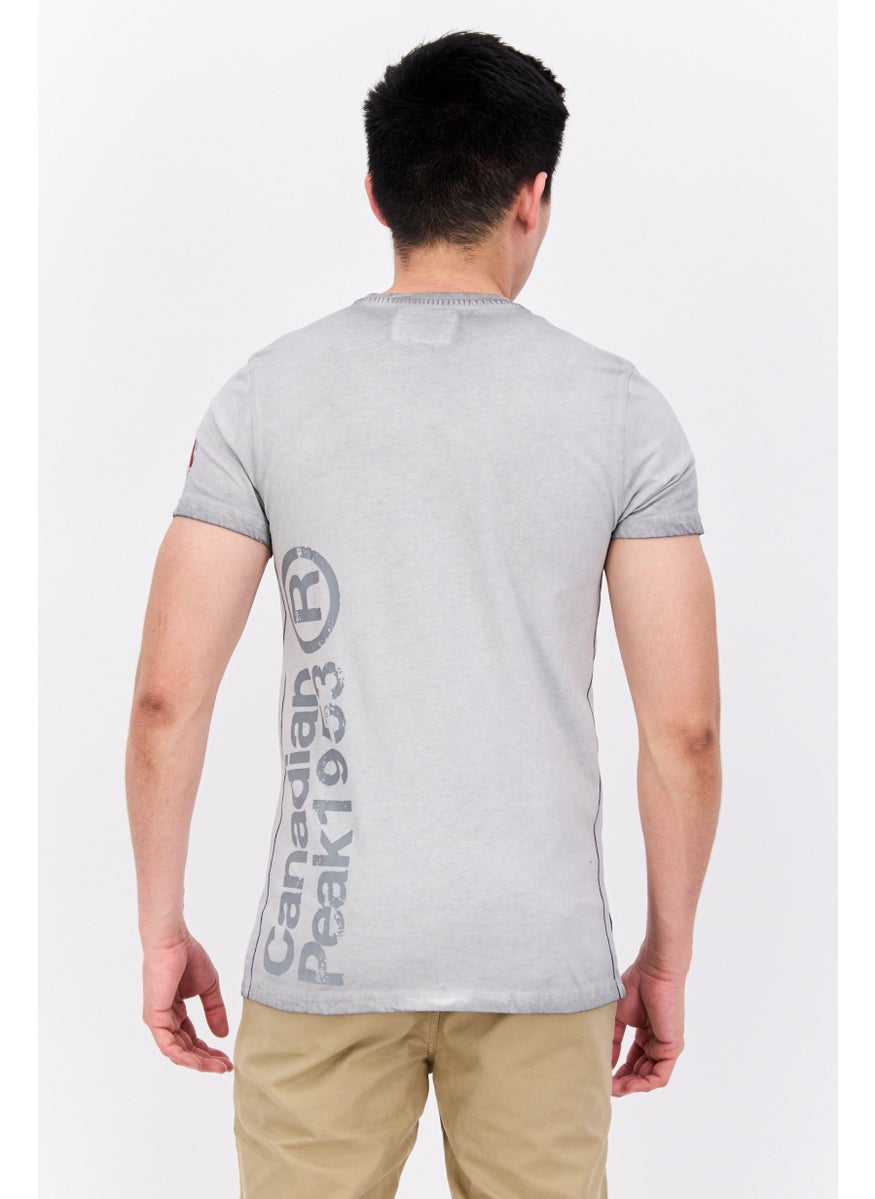 Canadian Peak - Men Crew Neck Short Sleeves Graphic Print T-Shirt, Blended Grey Combo - Image 1