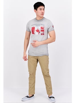 Canadian Peak Men Crew Neck Short Sleeves Graphic Print T-Shirt, Blended Grey Combo  - Image 4