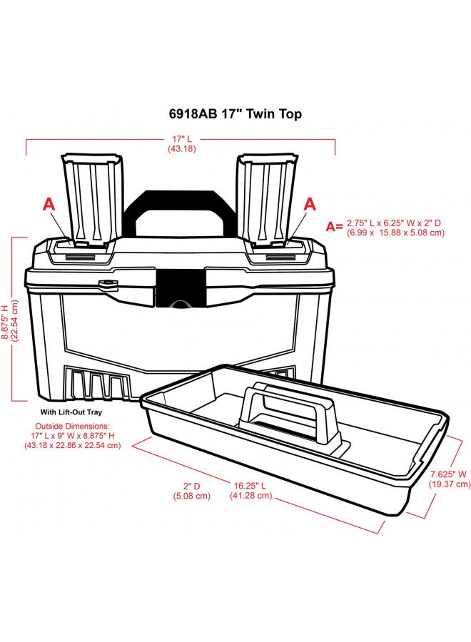 ArtBin 6918AB Twin Top 17 inch Supply Box, Portable Art & Craft Supply Organizer with Handle, [1] Plastic Storage Case, Black - Image 3