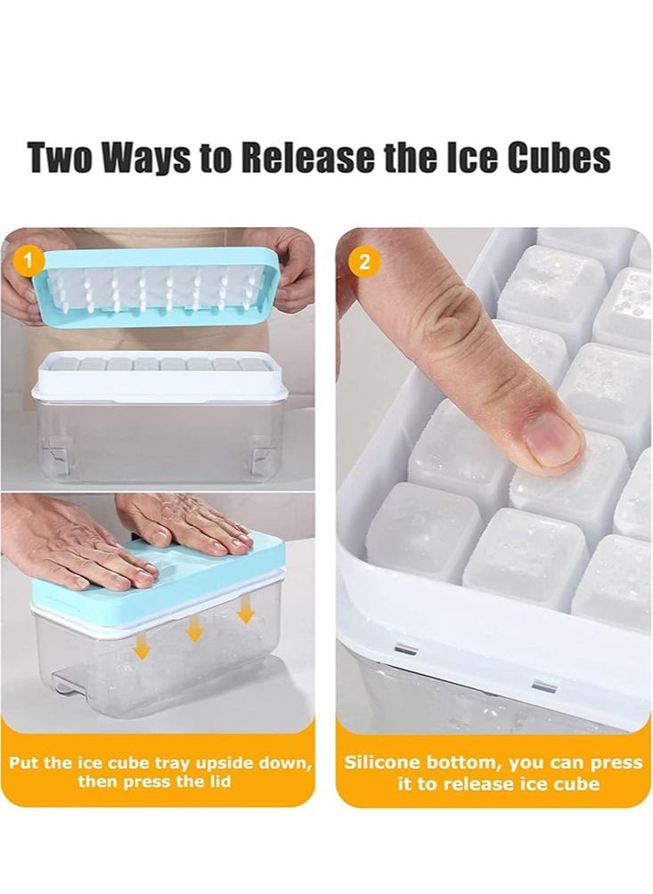 Perfii - Ice Cube Tray with Ice Container, Scoop and Cover for Freezer Ice Maker Mold with Container 2 Layer Trays 48 Ice Trays Easy-Release Ice, for Cocktail, Freezer, Stackable Ice Trays - Image 1