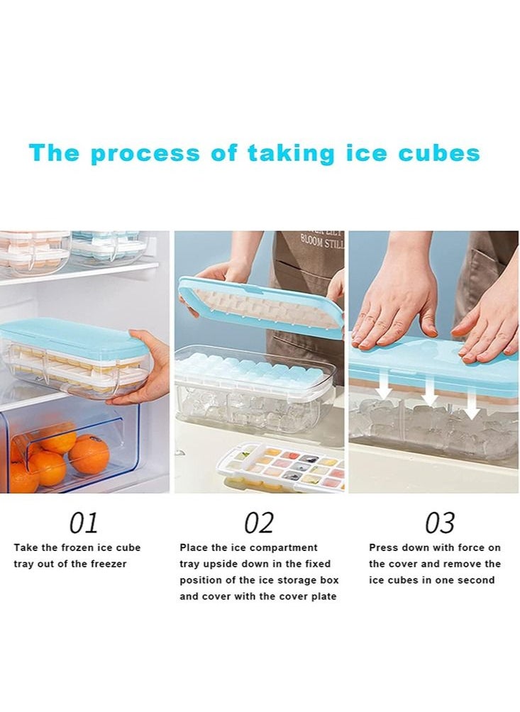 Perfii - Ice Cube Tray with Ice Container, Scoop and Cover for Freezer Ice Maker Mold with Container 2 Layer Trays 48 Ice Trays Easy-Release Ice, for Cocktail, Freezer, Stackable Ice Trays - Image 1