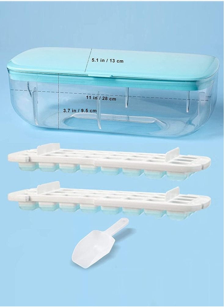 Perfii - Ice Cube Tray with Ice Container, Scoop and Cover for Freezer Ice Maker Mold with Container 2 Layer Trays 48 Ice Trays Easy-Release Ice, for Cocktail, Freezer, Stackable Ice Trays - Image 1